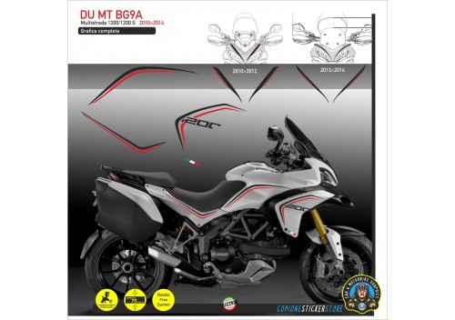 Kit adesivi per moto rossa Ducati Multistrada 1200 2010/2014 